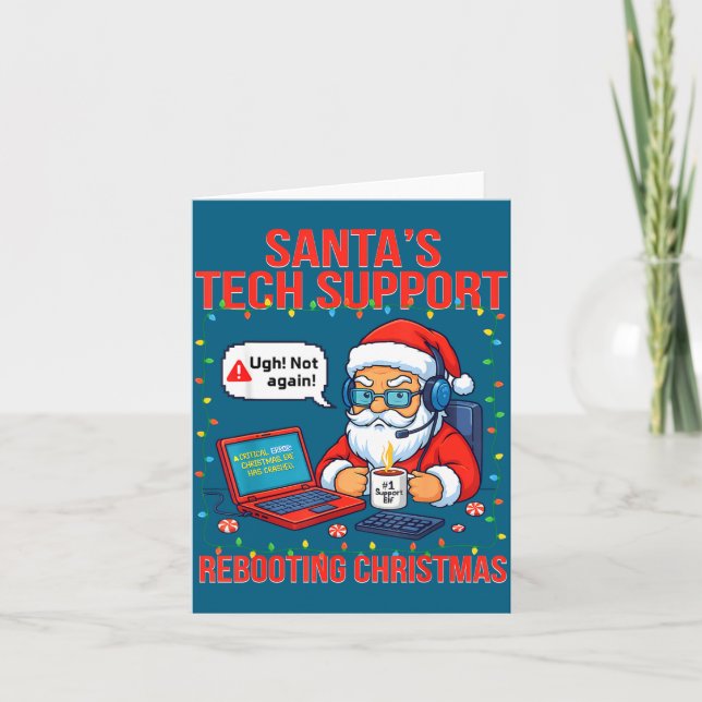 Silly Santa Rebooting Support Engineer s Tech Karte (Vorderseite)