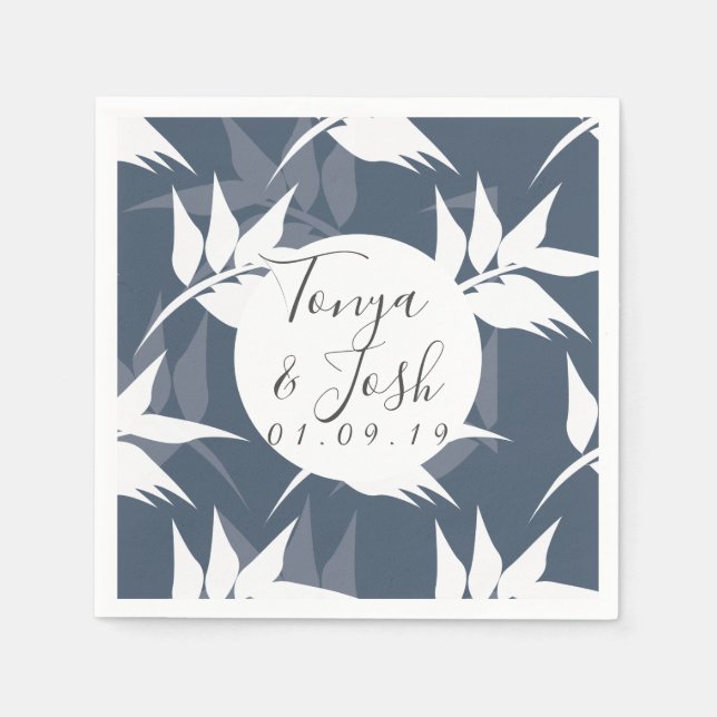 Silohuette tropisches Leaf Muster Serviette (Vorderseite)