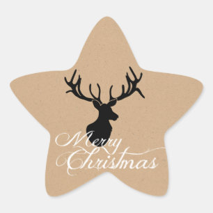 Silouette Deer Weihnachtskleber Stern-Aufkleber