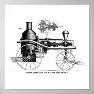 Silsby Rotary Steam Fire Motor Poster