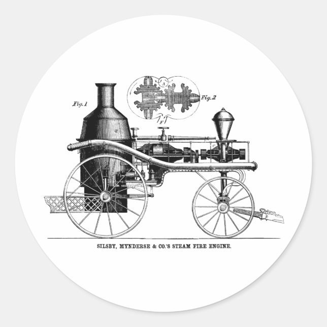 Silsby Rotary Steam Fire Motor Runder Aufkleber (Vorderseite)
