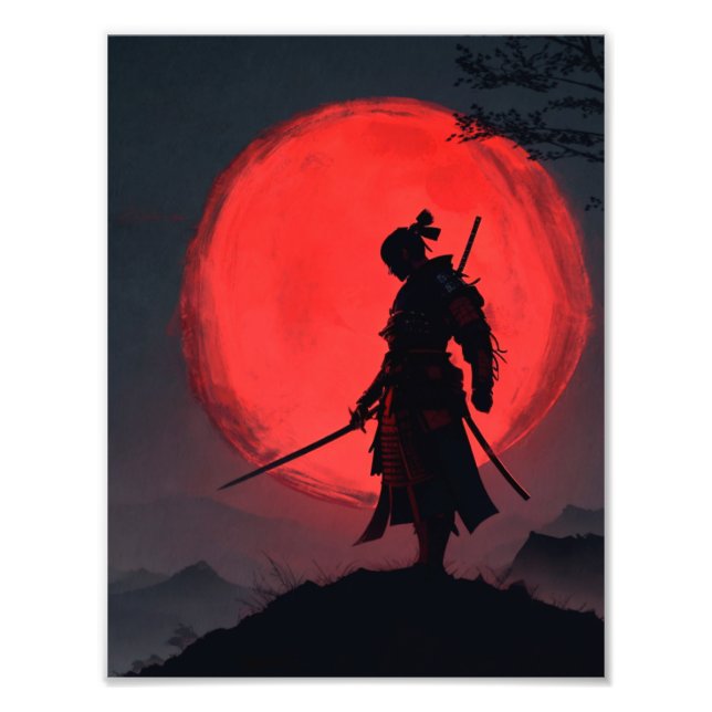 Silueta Samurai Luna Roja Fotodruck (Vorne)