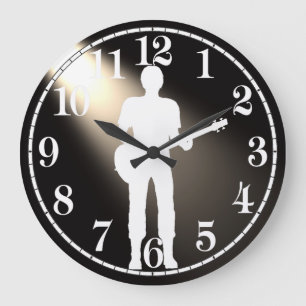 Siluhette de guitare pour horloge murale ronde (gr