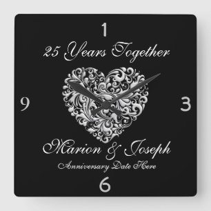 SILVE 25th Anniversary GIFT Wall Clock Quadratische Wanduhr