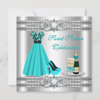 Silver 16 . Geburtstag Gown Invite Einladung