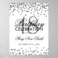 Silver 18. Geburtstag Imitate Glitzer Confetti Whi