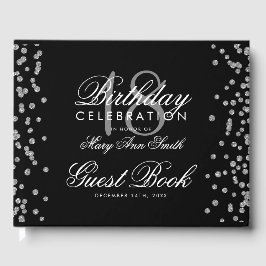 Silver 18. Geburtstagsparty Glitzer Confetti Black Gästebuch