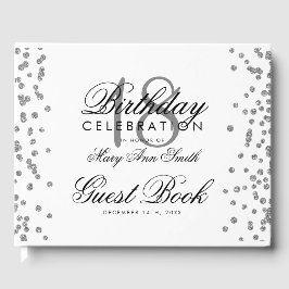 Silver 18. Geburtstagsparty Glitzer Confetti White Gästebuch