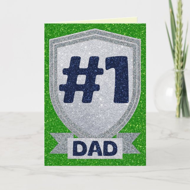 Silver #1 Vater Vatertag Glitzer Card Karte (Vorderseite)