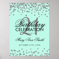 Silver 21. Geburtstag Imitate Glitzer Confetti Min