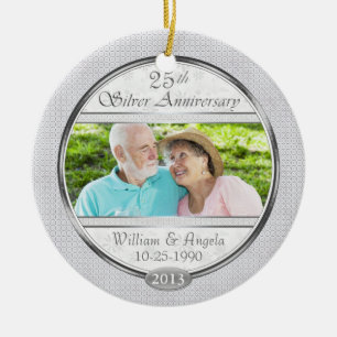 Silver 25-jähriges Foto Keramik Ornament