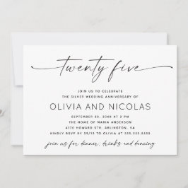 Silver 25. Modern Wedding Anniversary Foto Party Einladung