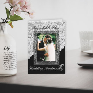 Silver 25 th Wedding Anniversary Elegant Karte