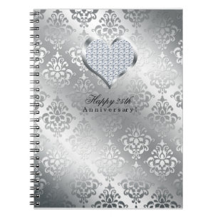 Silver 25 th Wedding Anniversary Gast Book Notizblock