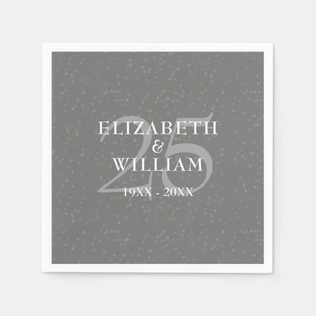 Silver 25. Wedding Anniversary Chic Confetti Serviette (Vorderseite)