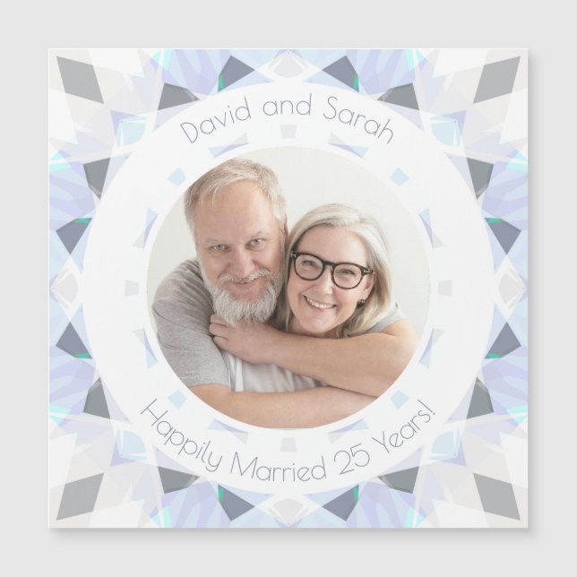 Silver 25. Wedding Anniversary Keepake-Geschenk Magnetkarte (Vorderseite)