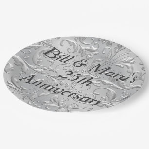 Silver 25. Wedding Anniversary Party Paper Teller