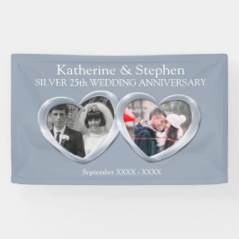 Silver 25. Wedding Jubiläum 2 Herz Foto Banner