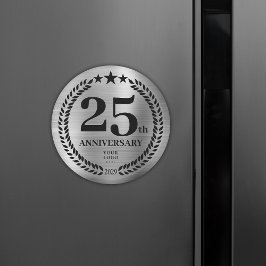 Silver 25th Business Logo Anniversary Magnet