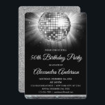 Silver 50. Geburtstagsparty Silver Disco Ball Einladung<br><div class="desc">Silver Fünfzigste Geburtstagsparty Silver Disco Ball Party Einladung. Die 50. Geburtstagsfeier in Silber und Schwarz lädt zu einer modernen 50. Geburtstagsparty ein.</div>
