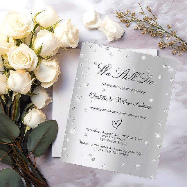 Silver 60. Hochzeitstag Einladung (Von Creator hochgeladen)