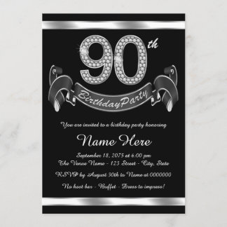 Silver 90. Geburtstagsparty Einladung