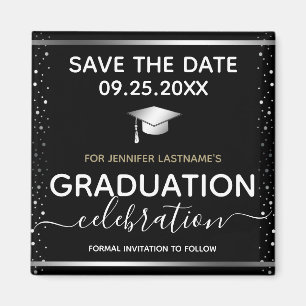 Silver Abschluss Save the Date Magnet