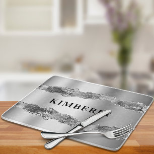 Silver agate Marmor Name elegant Schneidebrett