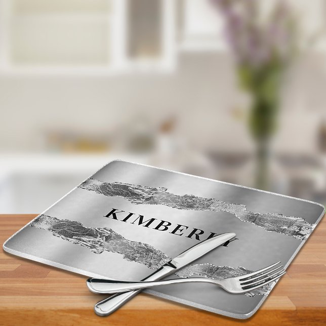 Silver agate Marmor Name elegant Schneidebrett (Von Creator hochgeladen)