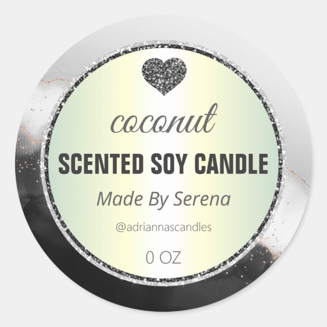 Silver Agate Soy Candle Product Labels Runder Aufkleber (Vorderseite)