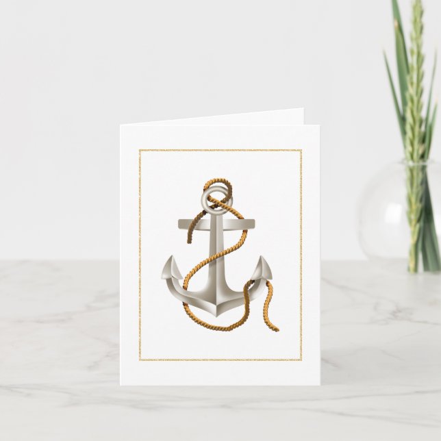 Silver Anchor and Rope Jeder Anlass Note Card Dankeskarte (Vorderseite)