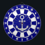 Silver Anchor auf Navy Blue und White Dart Board Dartscheibe<br><div class="desc">Anker auf marineblau und weiß Dart Board.</div>