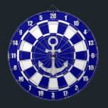 Silver Anchor auf Navy Blue und White Dart Board Dartscheibe<br><div class="desc">Anker auf marineblau und weiß Dart Board.</div>