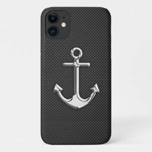 Silver Anchor on Carbon Fibre Case-Mate iPhone Hülle