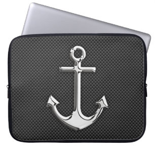 Silver Anchor on Carbon Fibre Decor Laptopschutzhülle