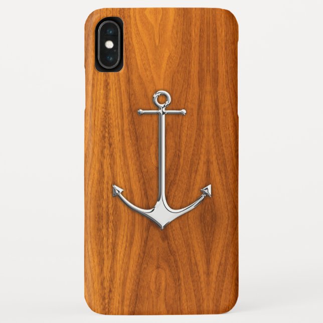 Silver Anchor on Teak Veneer Nautic Lifestyle Case-Mate iPhone Hülle (Rückseite)