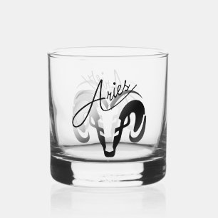 Silver and Black Aries: Der rohe Zodiac Whiskyglas