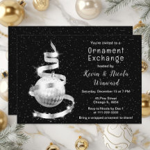 Silver and Black Christmas Ornament Exchange