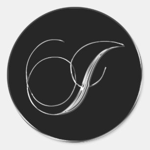 Silver and Black Formal Wedgram I Siegel Runder Aufkleber