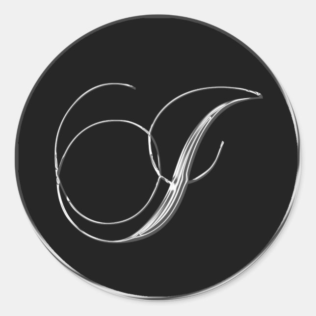 Silver and Black Formal Wedgram I Siegel Runder Aufkleber (Vorderseite)