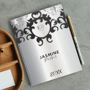 Silver and Black Glam Elegant Trendy Jahr Planer