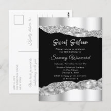 Silver and Black Glam Tränen 16 . Geburtstag