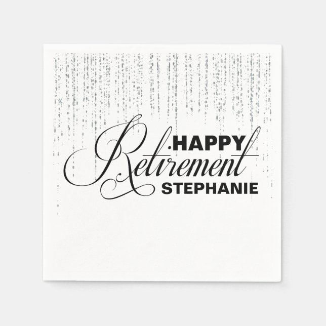 Silver and Black Retirement Party, Custom Napkins Serviette (Vorderseite)