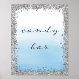 Silver and Blue Candy Bar Wedding Poster Print