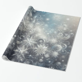 Silver and Blue Snowflake Winter Geschenkpapier
