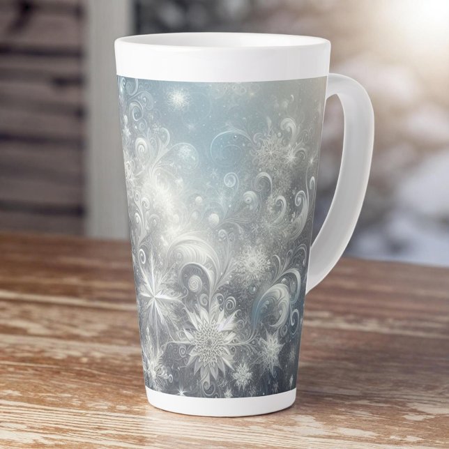 Silver and Blue Snowflake Winter Milchtasse (Von Creator hochgeladen)