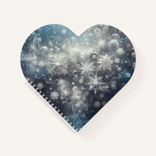 Silver and Blue Snowflake Winter Notizbuch (Vorderseite)