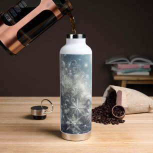 Silver and Blue Snowflake Winter Trinkflasche