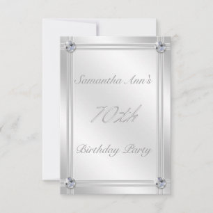 Silver and Diamond Effect 70. Geburtstagspartei Einladung