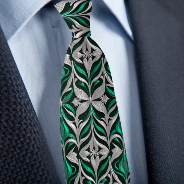 Silver and Emerald Modern Pattern Krawatte (Von Creator hochgeladen)